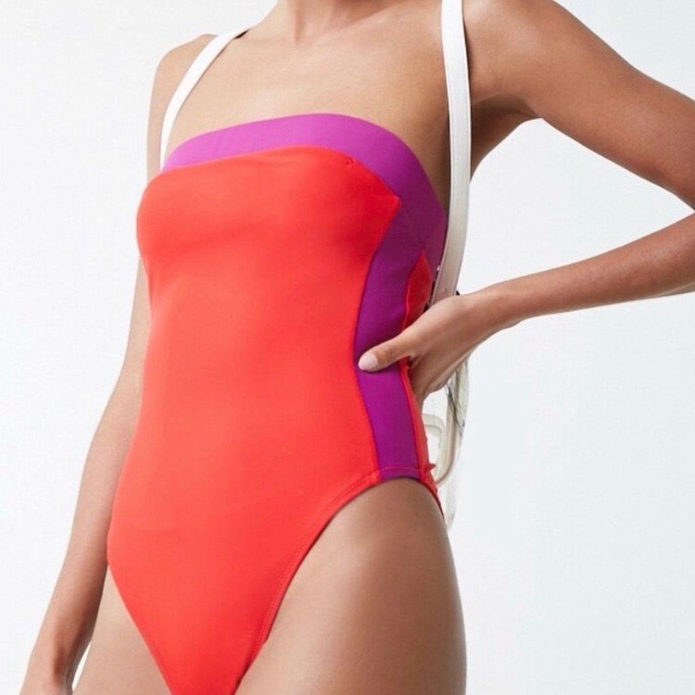 Forever 21 Red and Purple One Piece Swimsuit
